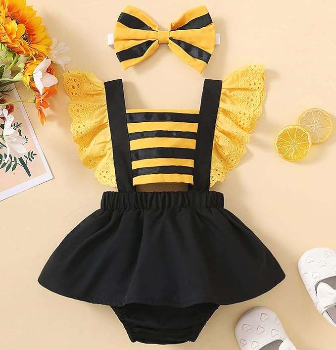 AGQT Baby Girl's Bee Costume 1st Halloween Dress Up Size 0-24 Months 2