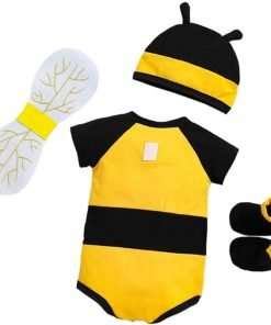 Dressy Daisy Newborn Infant Baby Honey Bee Onesie Romper Costume Bodysuit Set with Wings, Socks and Hat Size 0 to 12 Months 2
