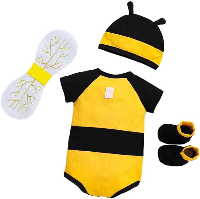 Dressy Daisy Newborn Infant Baby Honey Bee Onesie Romper Costume Bodysuit Set with Wings, Socks and Hat Size 0 to 12 Months 2