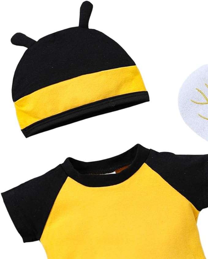 Dressy Daisy Newborn Infant Baby Honey Bee Onesie Romper Costume Bodysuit Set with Wings, Socks and Hat Size 0 to 12 Months 3