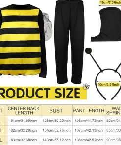 Haull 7 Pcs Adult Bee Costume Kit Men Bumble Bee Outfit Bee Glasses Headband Basket Accessories Funny Halloween Cosplay Party 2