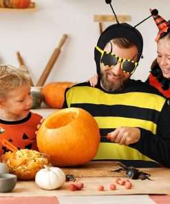 Haull 7 Pcs Adult Bee Costume Kit Men Bumble Bee Outfit Bee Glasses Headband Basket Accessories Funny Halloween Cosplay Party 5