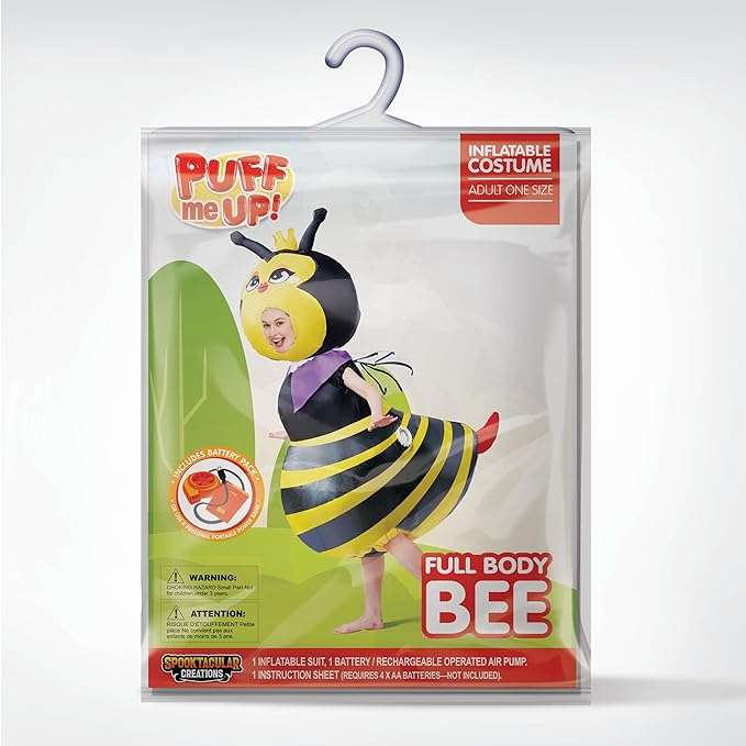 Spooktacular Creations Adult Inflatable Costume Full Body Bumble Bee Air Blow-up Deluxe Halloween Bee Costume 7
