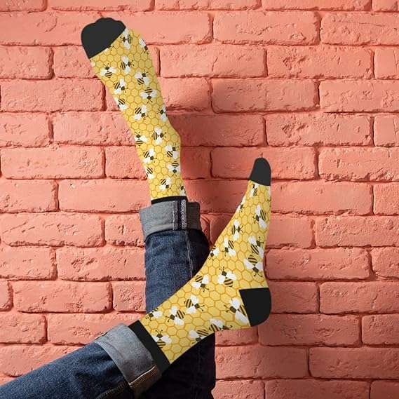 AOYEGO Colorful Cardiograms Funny Socks Health Curve Novelty Casual Crew Socks Contrast Color Design for Women Men Gift - 6