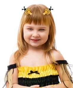 Bumble Bee Ribbon Hair Bow Clip Girls Cute Yellow Black Polkadot Honey Bee Alligator Pins Barrettes Kids Handmade Halloween - 4
