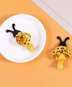Bumble Bee Ribbon Hair Bow Clip Girls Cute Yellow Black Polkadot Honey Bee Alligator Pins Barrettes Kids Handmade Halloween - 5