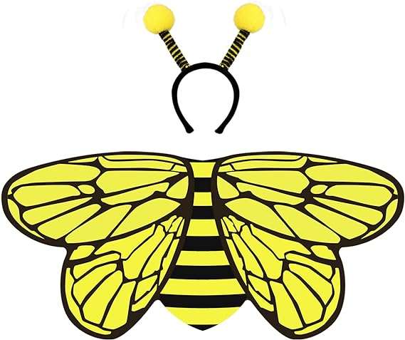 Creatoy Bee-Wings for Kids with Antenna Heaband Toddler Bee Dress Up Costumes for Pretend Play Girls Fairy Princess Bee Outfit - 1
