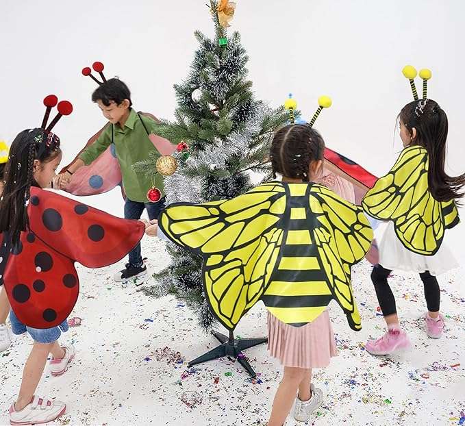 Creatoy Bee-Wings for Kids with Antenna Heaband Toddler Bee Dress Up Costumes for Pretend Play Girls Fairy Princess Bee Outfit - 2