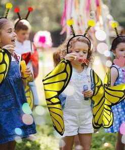 Creatoy Bee-Wings for Kids with Antenna Heaband Toddler Bee Dress Up Costumes for Pretend Play Girls Fairy Princess Bee Outfit - 3