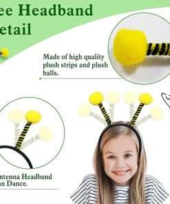 Creatoy Bee-Wings for Kids with Antenna Heaband Toddler Bee Dress Up Costumes for Pretend Play Girls Fairy Princess Bee Outfit - 5