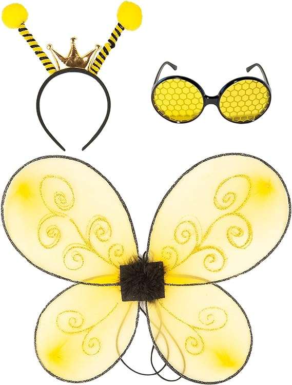 Funcredible Bumble Bee Costume Accessories - Bee Wings and Bee Antenna Headband with Bee Glasses - Honey Bee Costumes - 1