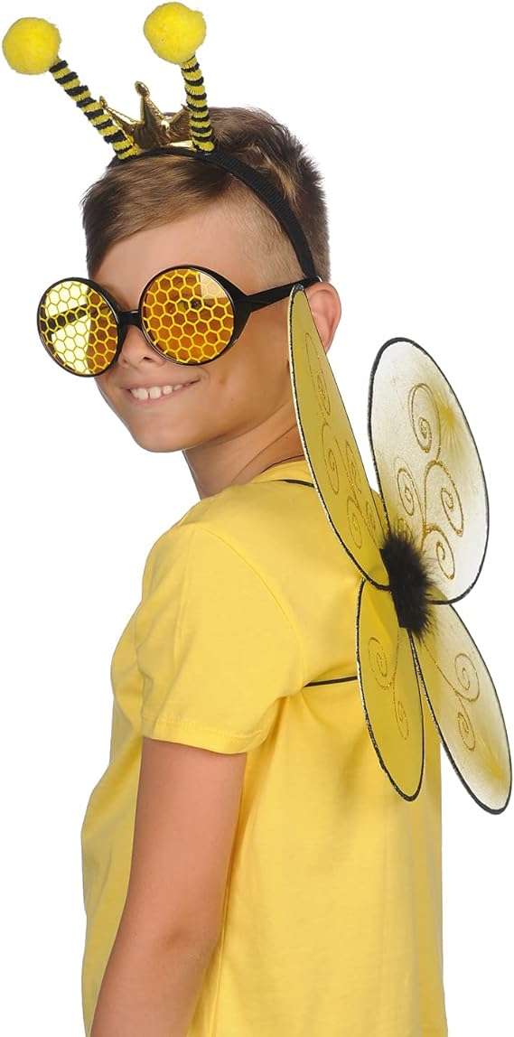 Funcredible Bumble Bee Costume Accessories - Bee Wings and Bee Antenna Headband with Bee Glasses - Honey Bee Costumes - 6