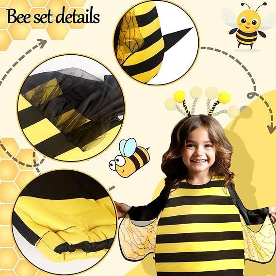 HOMELEX Bumble Bee Costume for Girls Funny Animal Halloween Kids Costumes - 4