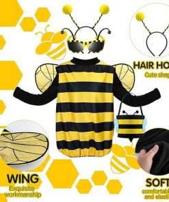 Janmercy Bee Costume Kit Halloween Bee Cosplay Kids Costume Boys Girls Bee Costume Accessories Halloween Cosplay Party - 3
