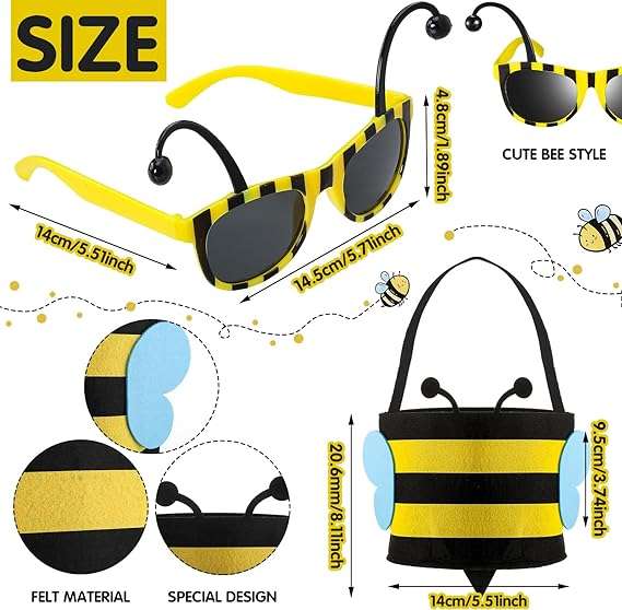 Janmercy Bee Costume Kit Halloween Bee Cosplay Kids Costume Boys Girls Bee Costume Accessories Halloween Cosplay Party - 4