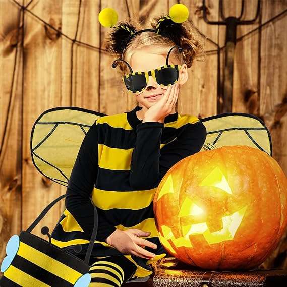Janmercy Bee Costume Kit Halloween Bee Cosplay Kids Costume Boys Girls Bee Costume Accessories Halloween Cosplay Party - 5