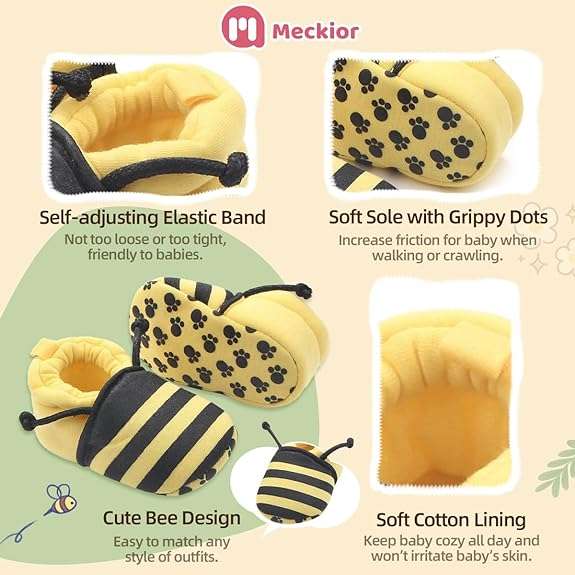 Meckior Save Beautiful Cute Cartoon Infant Unisex Baby Warm Cotton Anti-Slip Soft Sole First Walkers Shoes - 5