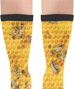 Men's Honey Bees On A Honey Combs Athletic Socks, Novelty Crew Dress Socks Gift - 2