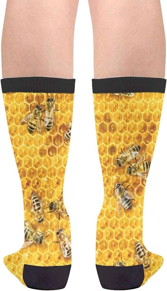 Men's Honey Bees On A Honey Combs Athletic Socks, Novelty Crew Dress Socks Gift - 2