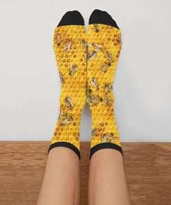 Men's Honey Bees On A Honey Combs Athletic Socks, Novelty Crew Dress Socks Gift - 3