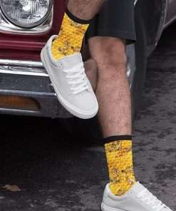 Men's Honey Bees On A Honey Combs Athletic Socks, Novelty Crew Dress Socks Gift - 4