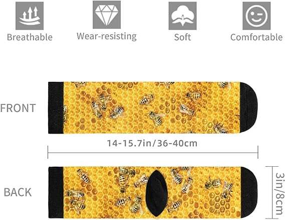 Men's Honey Bees On A Honey Combs Athletic Socks, Novelty Crew Dress Socks Gift - 5