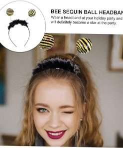 ibasenice 3pcs Bee Sequin Headband Yellow Headband Ladybug Gifts Halloween Costumes for Adults Hair Ties for Women Bee Head Boppers Bee Costume - 3