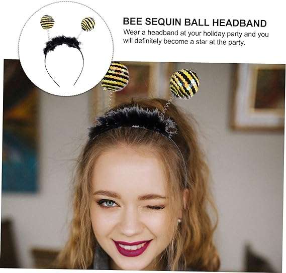 ibasenice 3pcs Bee Sequin Headband Yellow Headband Ladybug Gifts Halloween Costumes for Adults Hair Ties for Women Bee Head Boppers Bee Costume - 3