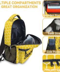 Customized Unisex Bee Backpacks, 16 Inches Cute Personalized Backpack for School, Yellow Durable Bookbag for Kids - 6