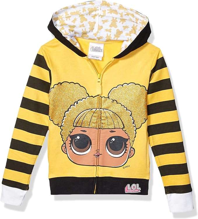 L.O.L. Surprise! Girls' The Glitterati Crystal Queen Big Face Zip-up Hoodie - 1