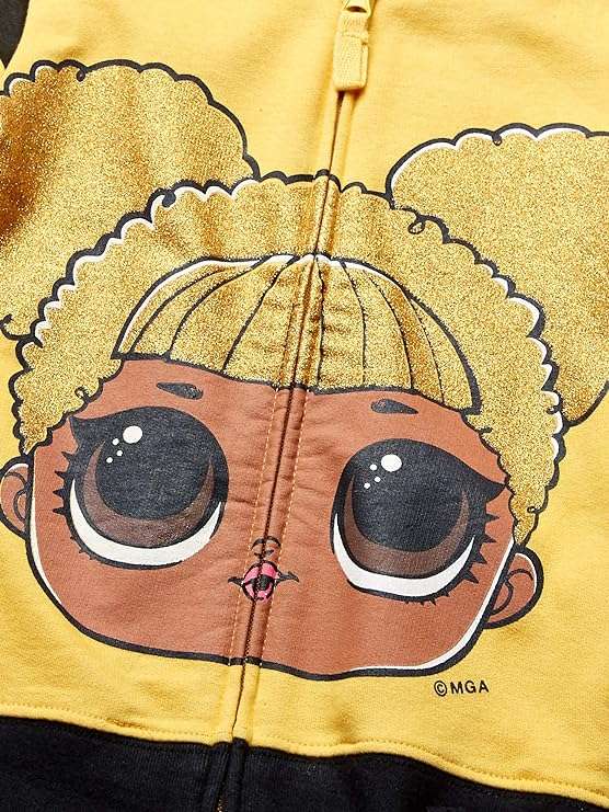 L.O.L. Surprise! Girls' The Glitterati Crystal Queen Big Face Zip-up Hoodie - 3