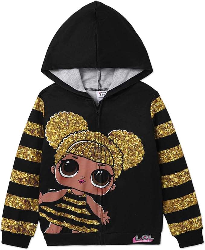 L.O.L. Surprise! Toddler Kid Girl Sequin Zipper Coat Jacket Character Print Long Sleeves Outwear - 1