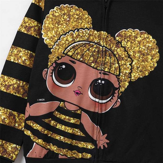 L.O.L. Surprise! Toddler Kid Girl Sequin Zipper Coat Jacket Character Print Long Sleeves Outwear - 4