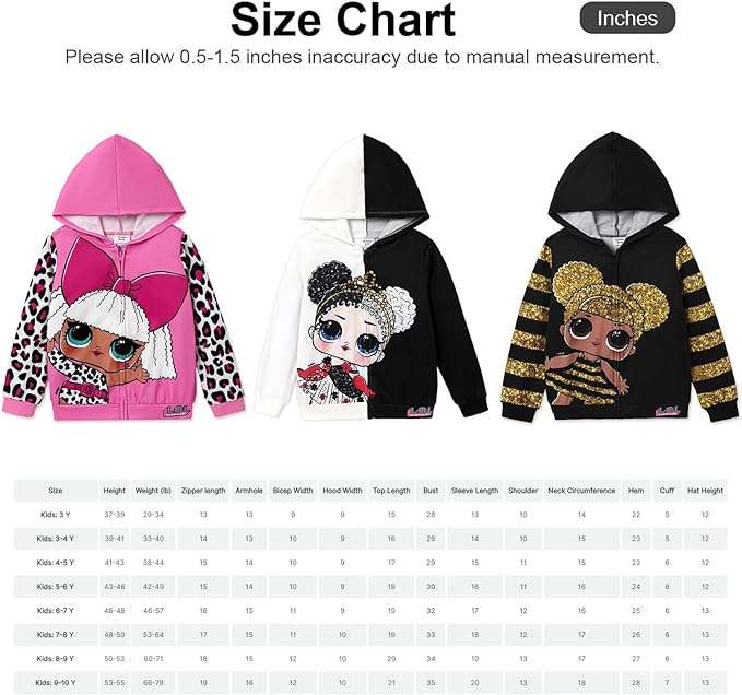 L.O.L. Surprise! Toddler Kid Girl Sequin Zipper Coat Jacket Character Print Long Sleeves Outwear - 6
