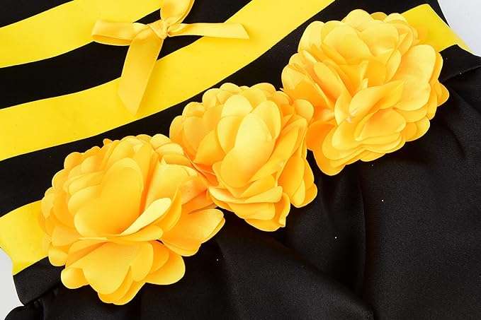 ReliBeauty Bumble Bee Costume Kids Bee Costume Toddler Fancy Dress with Bee Wings Halloween Party - 5