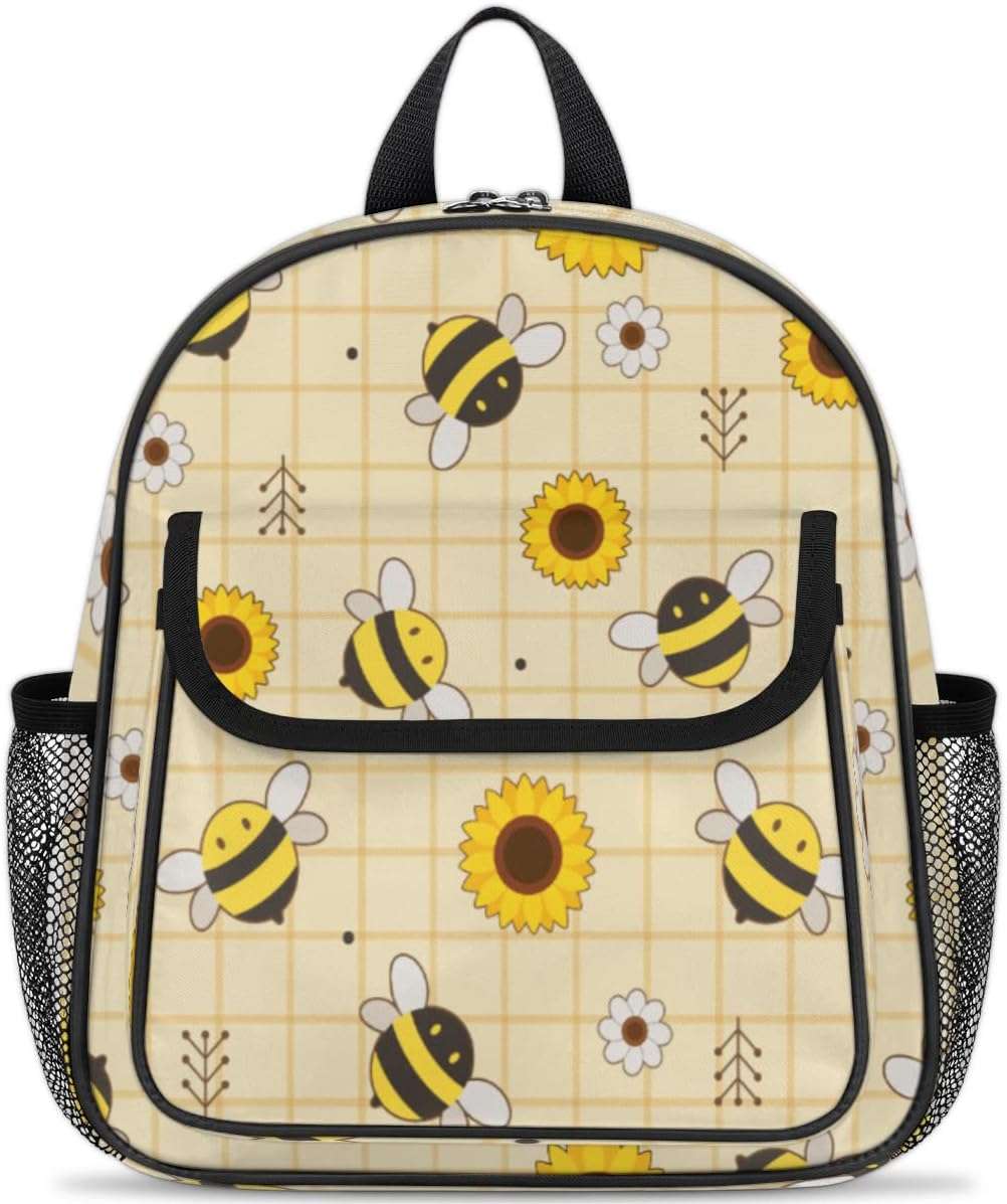 XMNYGJ Cute Bees Toddler Backpack for Boys Girls, Preschool Kindergarten Elementary Kids Backpacks School Student Bookbags Children Bag with Chest Strap - 1