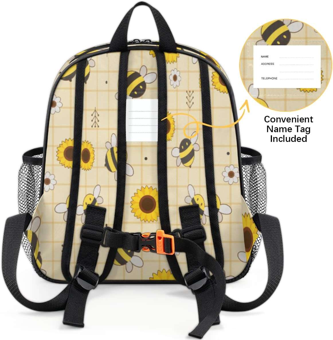 XMNYGJ Cute Bees Toddler Backpack for Boys Girls, Preschool Kindergarten Elementary Kids Backpacks School Student Bookbags Children Bag with Chest Strap - 3