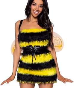Leg Avenue Women's 3 Pc Bizzy Bee Costume with Dress, Wing Harness, Headband - 1