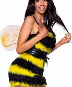 Leg Avenue Women's 3 Pc Bizzy Bee Costume with Dress, Wing Harness, Headband - 3