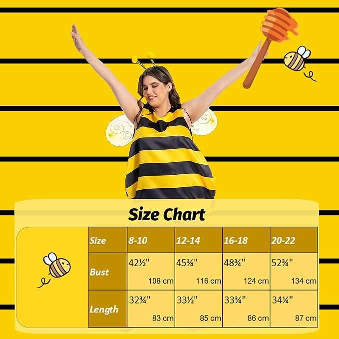 Seawhisper Halloween Bee Costume for Women 8-22 - 6