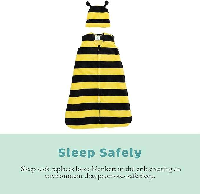Baby Fleece Sleep Sack - Infant Wearable Blanket Newborn Swaddle Sleepbag & Hat - 2