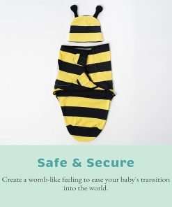 Cuddle Club Baby Swaddle - 100% Cotton Adjustable Velcro Newborn Blanket Wrap - with Novelty Hat Beanie - 2