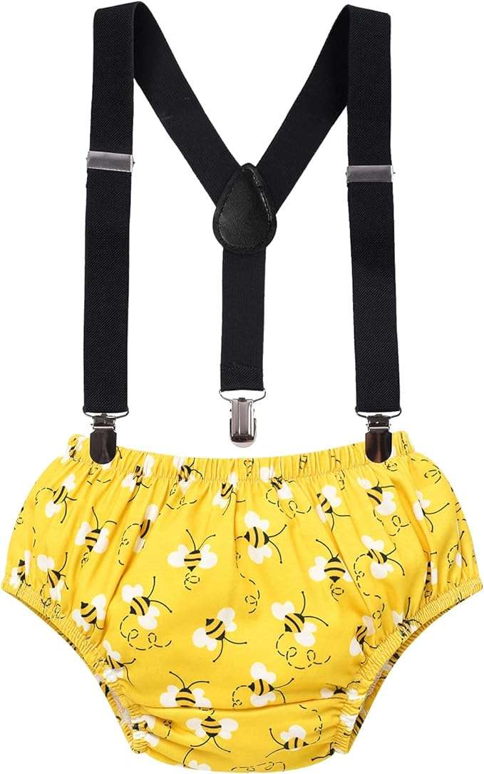 IBTOM CASTLE Baby Boy First Birthday Outfit Watermelon Cows Theme Pants+Y-Back Suspenders+Headband Bowtie Photo Props Costume - 3