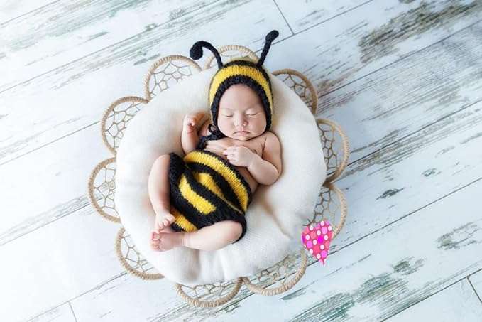 Newborn Monthly Baby Photography Prop Outfits Boys Girl Bee Hat Clothes Photo Shoot Costume - 2