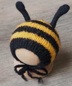 Zeroest Newborn Photography Props Bee Photoshoot Outfits Girl Boy Picture Outfit Baby Photo Knitted Bee Bonnet Romper - 4