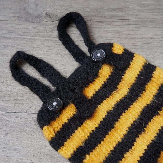 Zeroest Newborn Photography Props Bee Photoshoot Outfits Girl Boy Picture Outfit Baby Photo Knitted Bee Bonnet Romper - 5
