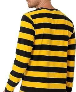 Funny World Men's Striped T-Shirt Crewneck Long Sleeves Basic Casual Top - 3
