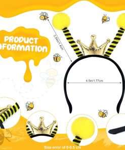 Patelai 4 Pcs Halloween Bee Costume Accessories Kit for Women Bee Antenna Headband Bee Sun Glasses Bee Striped Leg Warmers Knee Thigh High Stocking Long Gloves for Kids - 2