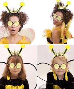 Patelai 4 Pcs Halloween Bee Costume Accessories Kit for Women Bee Antenna Headband Bee Sun Glasses Bee Striped Leg Warmers Knee Thigh High Stocking Long Gloves for Kids - 6
