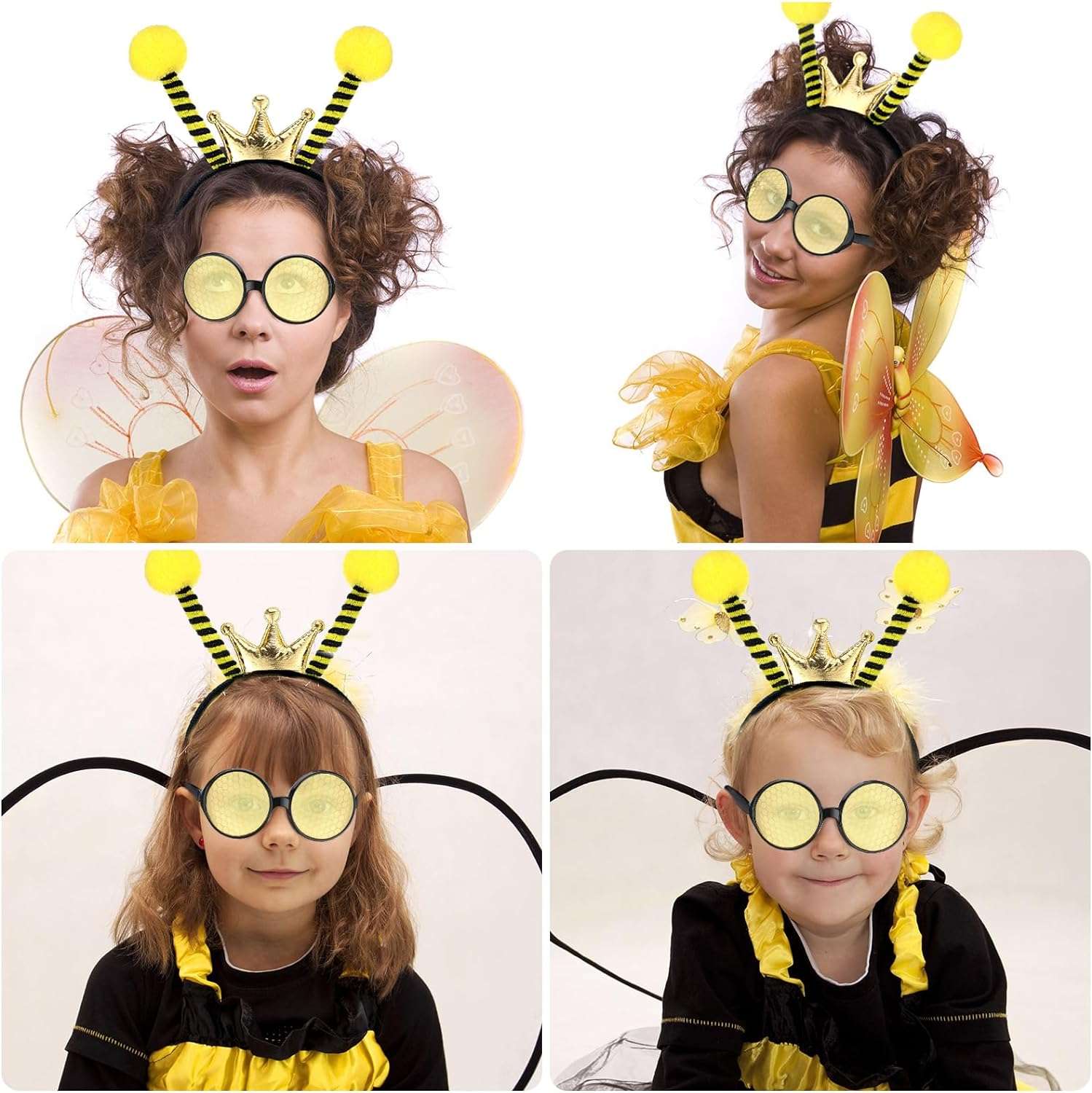 Patelai 4 Pcs Halloween Bee Costume Accessories Kit for Women Bee Antenna Headband Bee Sun Glasses Bee Striped Leg Warmers Knee Thigh High Stocking Long Gloves for Kids - 6